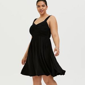 Torrid Black Ruched Babydoll Dress with Pockets